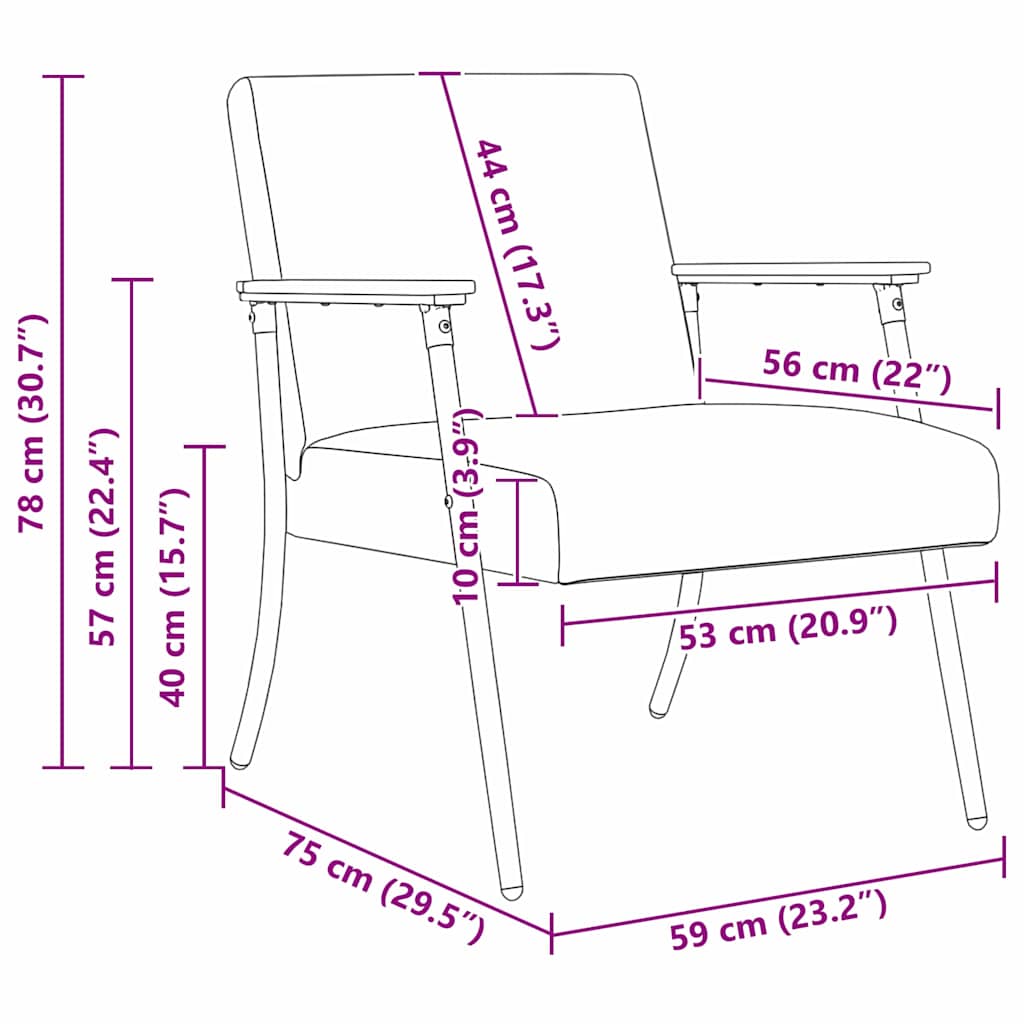 Sessel Hellgrau 59 x 75 x 78 cm Stoff