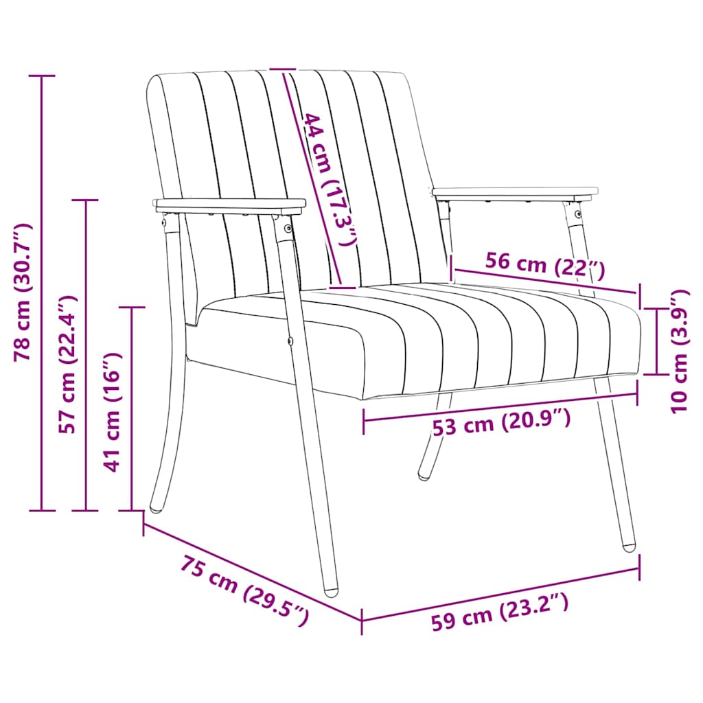 Sessel Creme 59 x 75 x 78 cm Samt