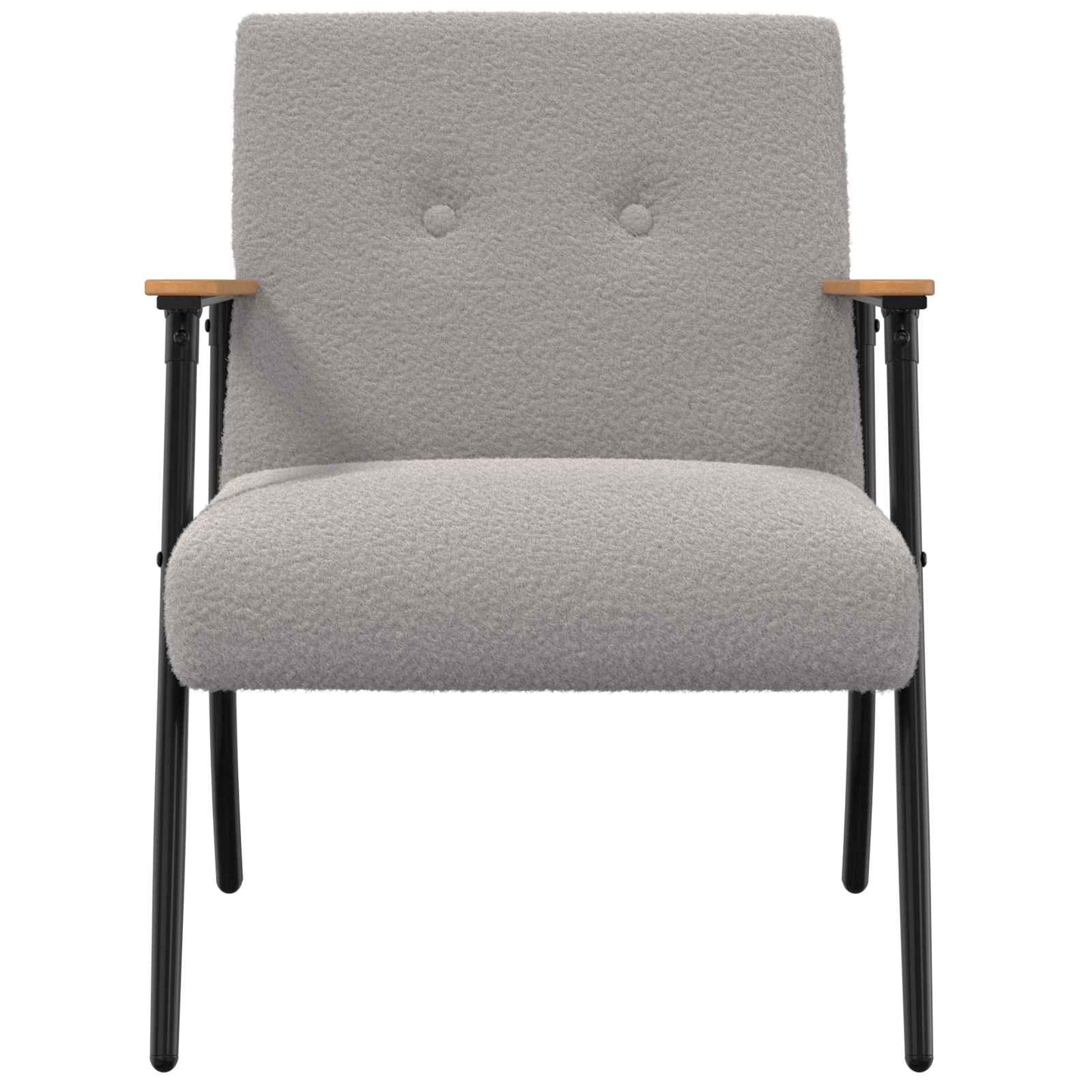 Sessel Hellgrau 59 x 75 x 78 cm Lockiger wollähnlicher Stoff