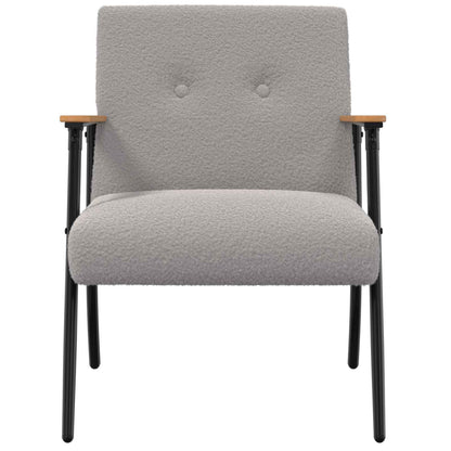 Sessel Hellgrau 59 x 75 x 78 cm Lockiger wollähnlicher Stoff