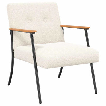 vidaXL Sessel Creme 59 x 75 x 78 cm Lockiger wollähnlicher Stoff
