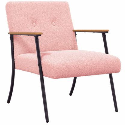 Sessel Rosa 59 x 75 x 78 cm Lockiger wollähnlicher Stoff