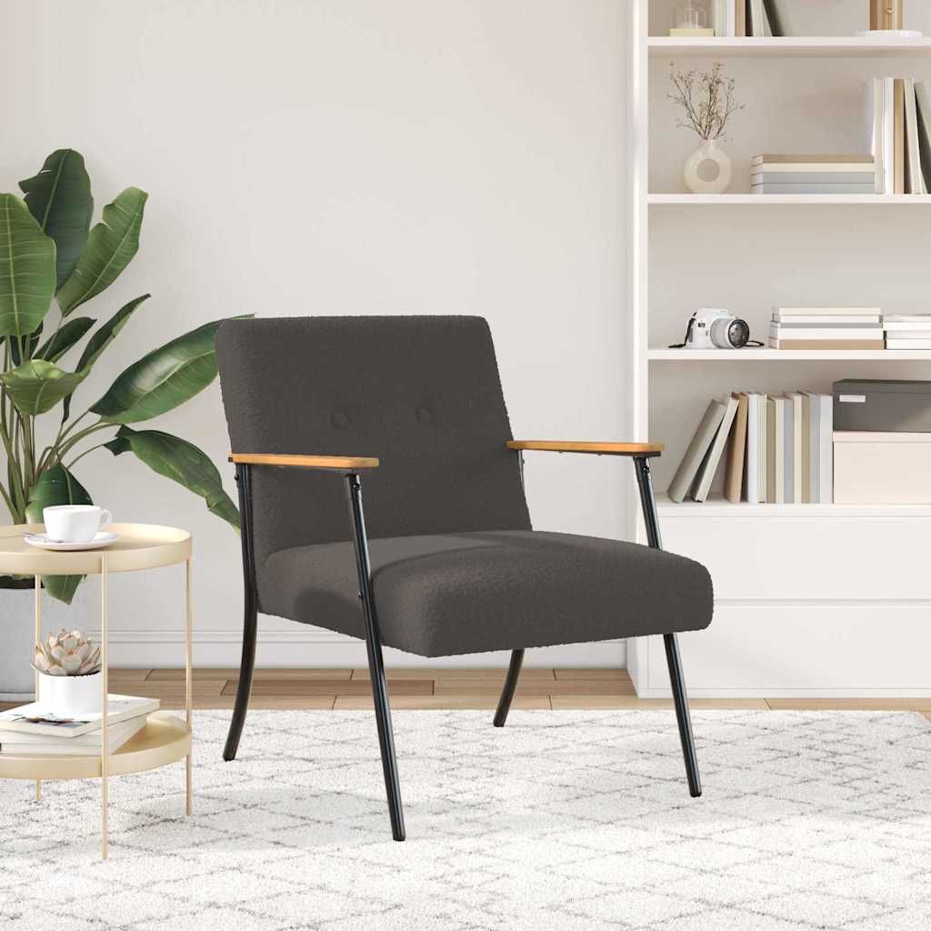 vidaXL Sessel Dunkelgrau 59 x 75 x 78 cm Lockiger wollähnlicher Stoff
