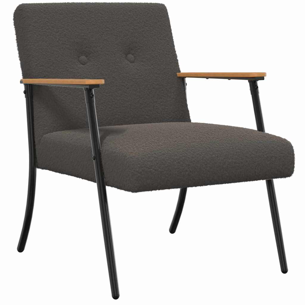 vidaXL Sessel Dunkelgrau 59 x 75 x 78 cm Lockiger wollähnlicher Stoff
