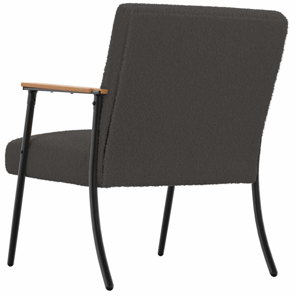 vidaXL Sessel Dunkelgrau 59 x 75 x 78 cm Lockiger wollähnlicher Stoff