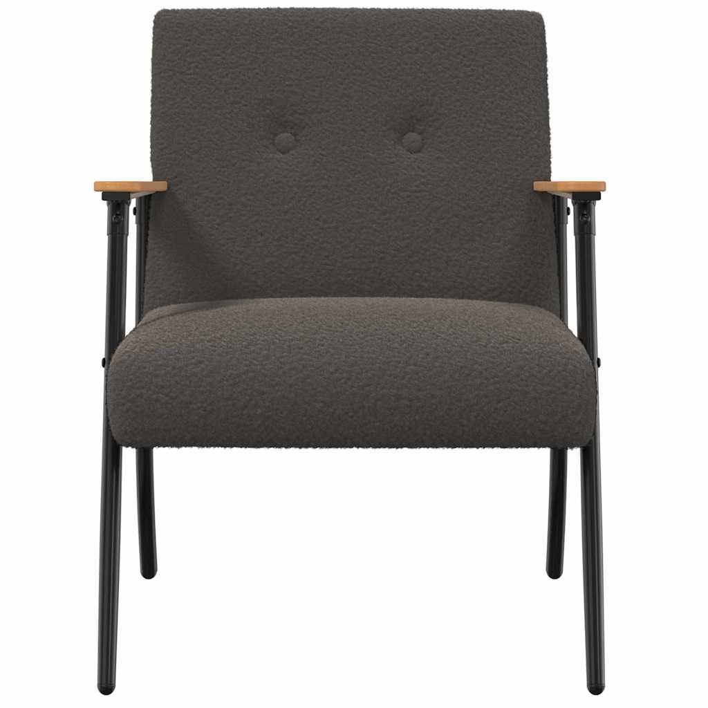 vidaXL Sessel Dunkelgrau 59 x 75 x 78 cm Lockiger wollähnlicher Stoff