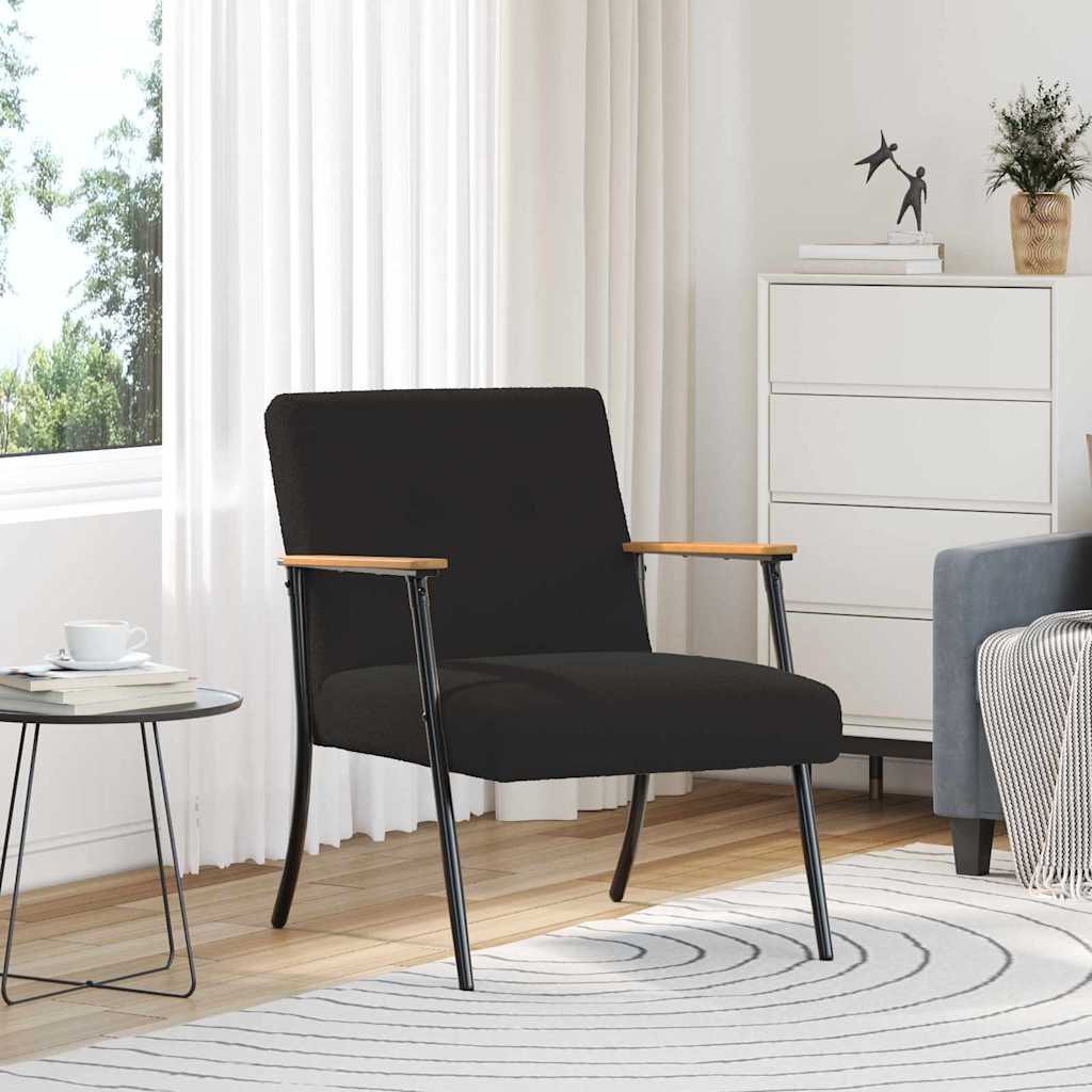 vidaXL Sessel Schwarz 59 x 75 x 78 cm Lockiger wollähnlicher Stoff