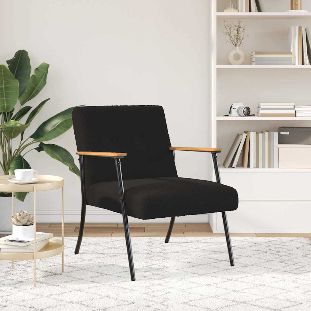 vidaXL Sessel Schwarz 59 x 75 x 78 cm Lockiger wollähnlicher Stoff