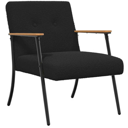 vidaXL Sessel Schwarz 59 x 75 x 78 cm Lockiger wollähnlicher Stoff