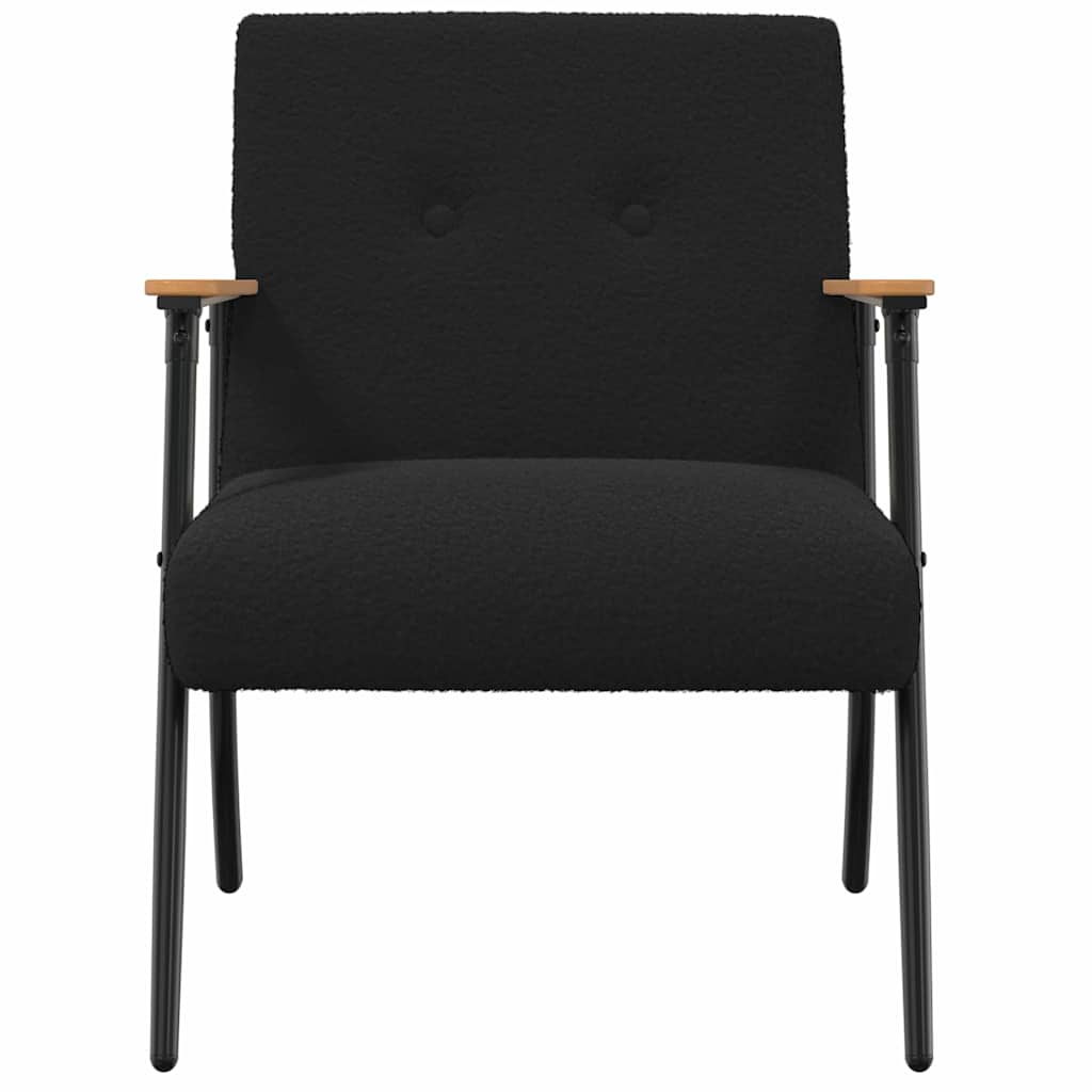 vidaXL Sessel Schwarz 59 x 75 x 78 cm Lockiger wollähnlicher Stoff