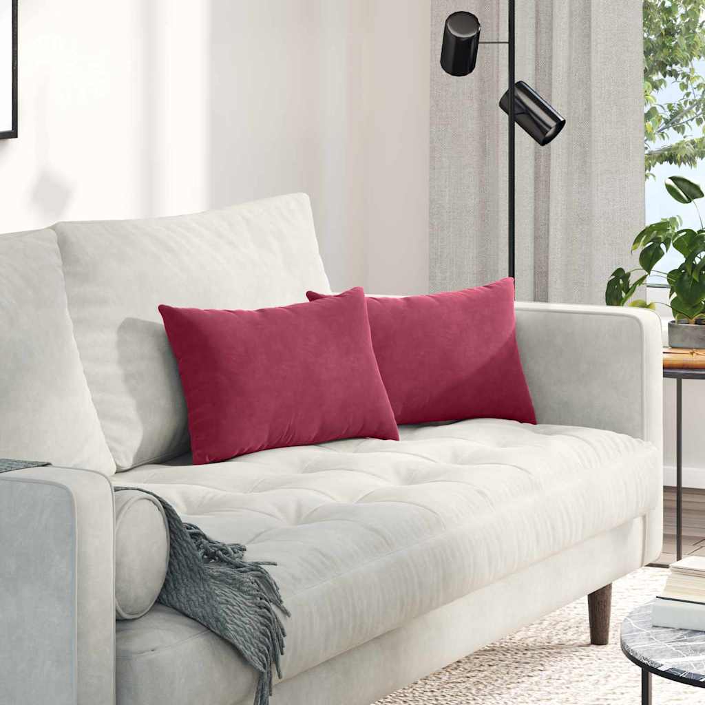 Sofakissen 2 Stück Weinrot 50 x 30 cm Cordstoff