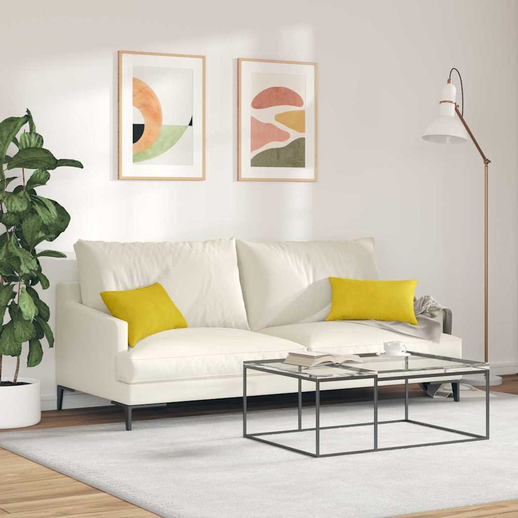 vidaXL Sofakissen 2 Stück Gelb 50 x 30 cm Cordstoff