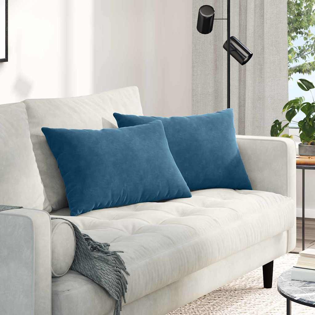 vidaXL Coussins de canapé 2 pcs Bleu 60 x 40 cm Tissu côtelé