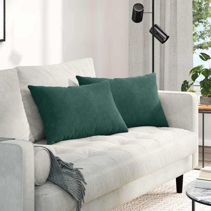 vidaXL Coussins de canapé 2 pcs Vert foncé 60 x 40 cm Tissu en velours côtelé
