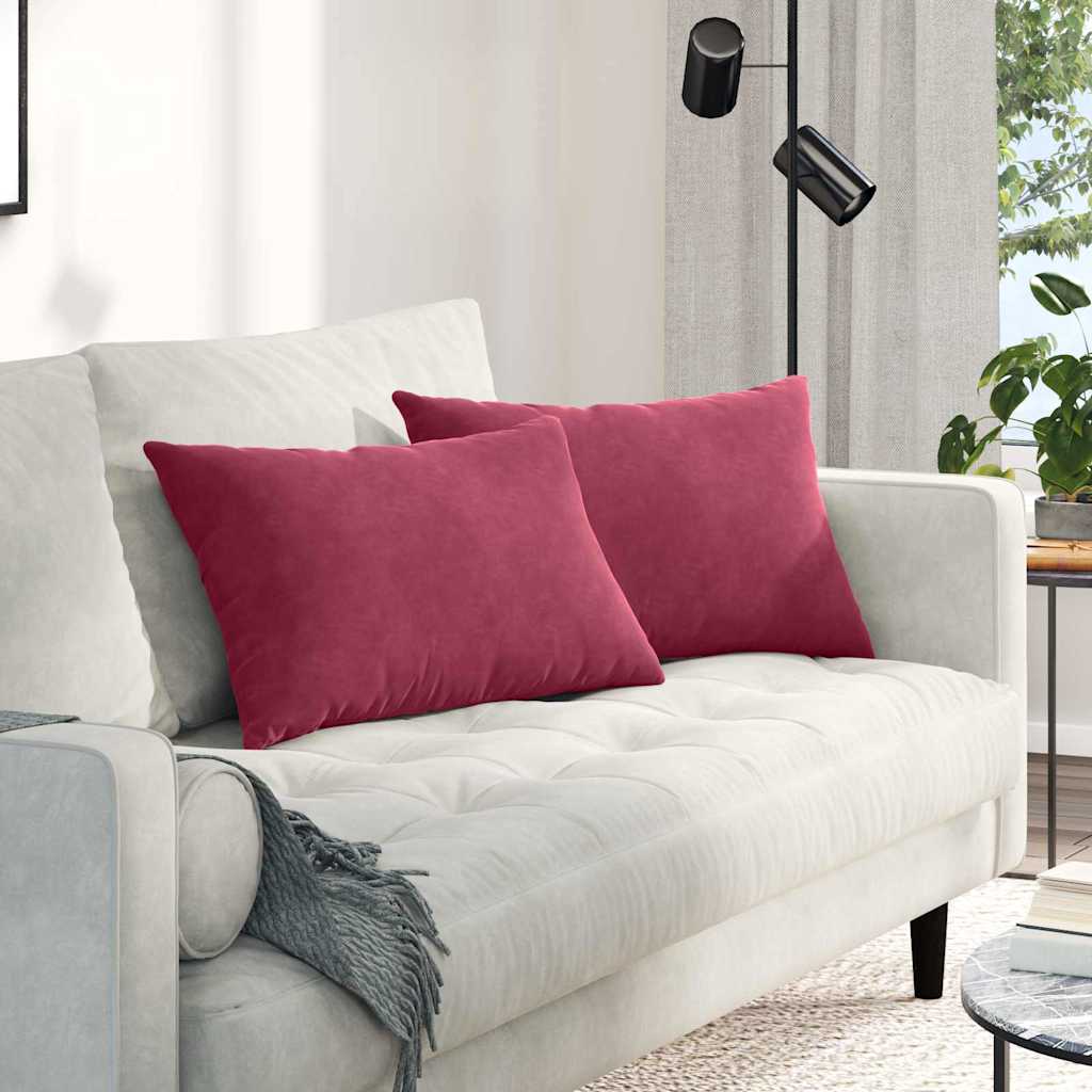 vidaXL Coussins de canapé 2 pcs Rouge bordeaux 60 x 40 cm Tissu côtelé