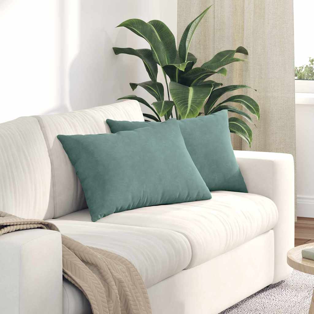 vidaXL Coussins de canapé 2 pcs Vert mer 60 x 40 cm Tissu en velours côtelé