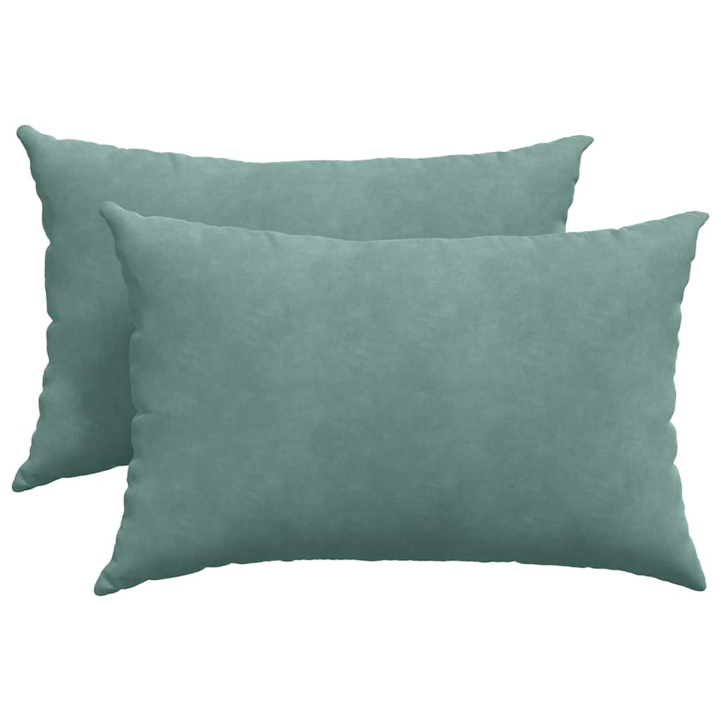 vidaXL Coussins de canapé 2 pcs Vert mer 60 x 40 cm Tissu en velours côtelé