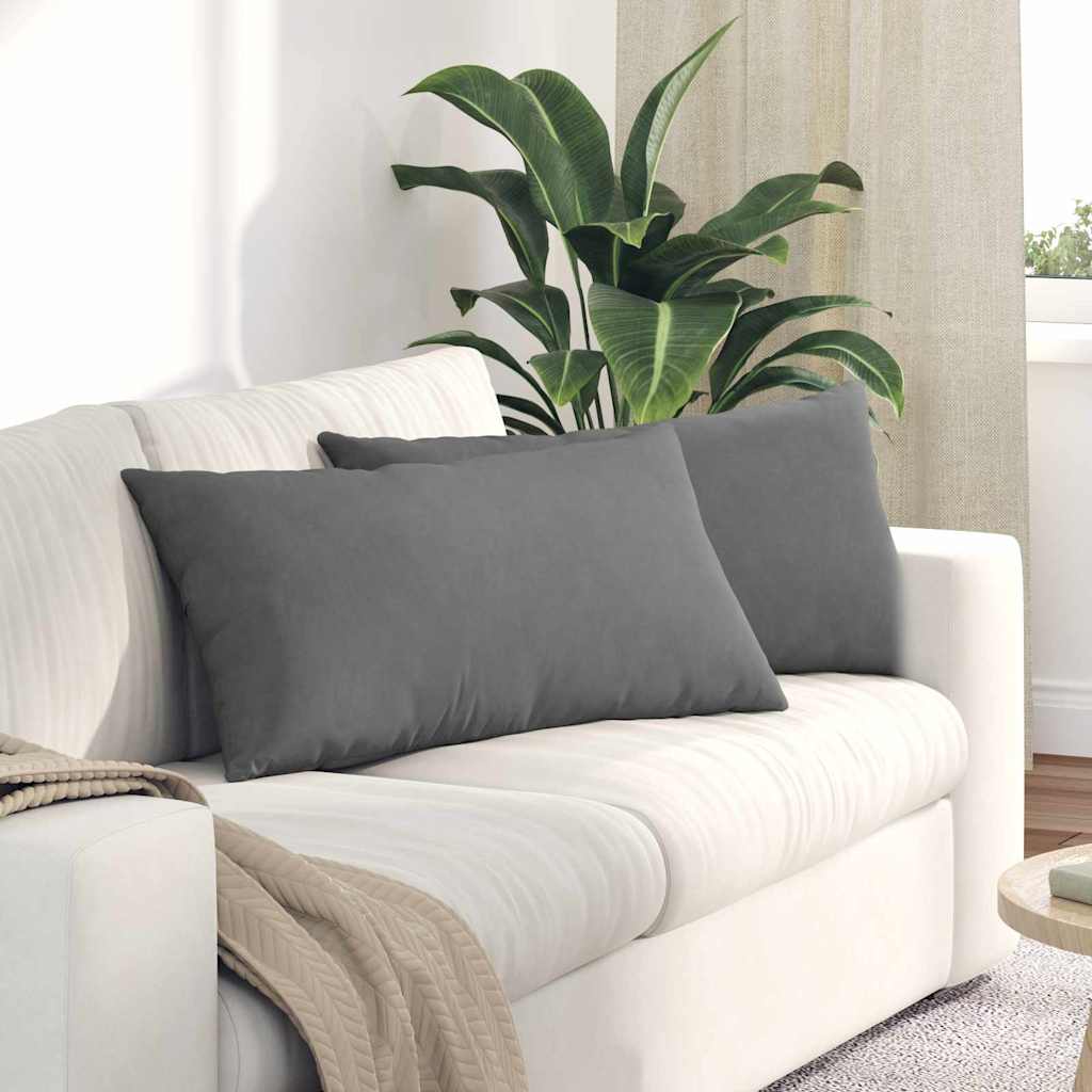 vidaXL Sofakissen 2 Stück Dunkelgrau 80 x 40 cm Stoff