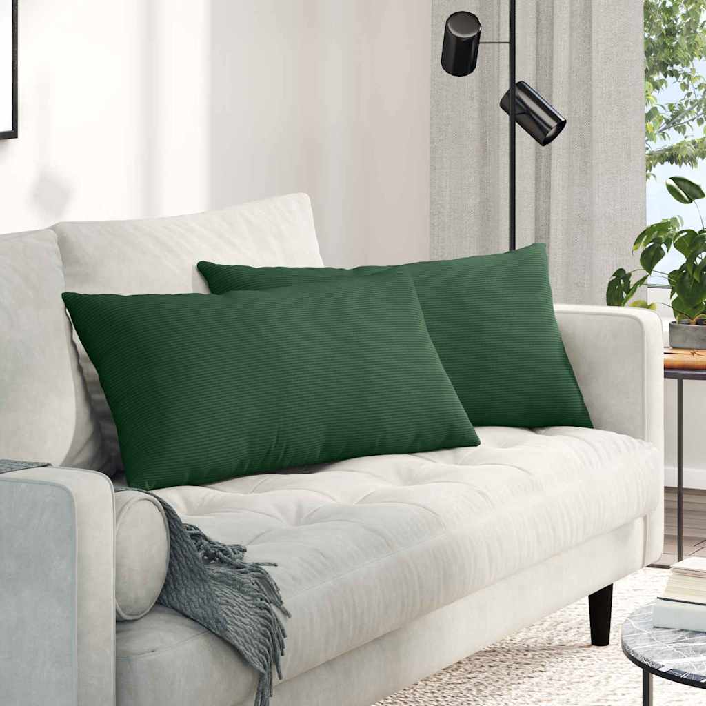 vidaXL Sofakissen 2 Stück Dunkelgrün 80 x 40 cm Cordstoff