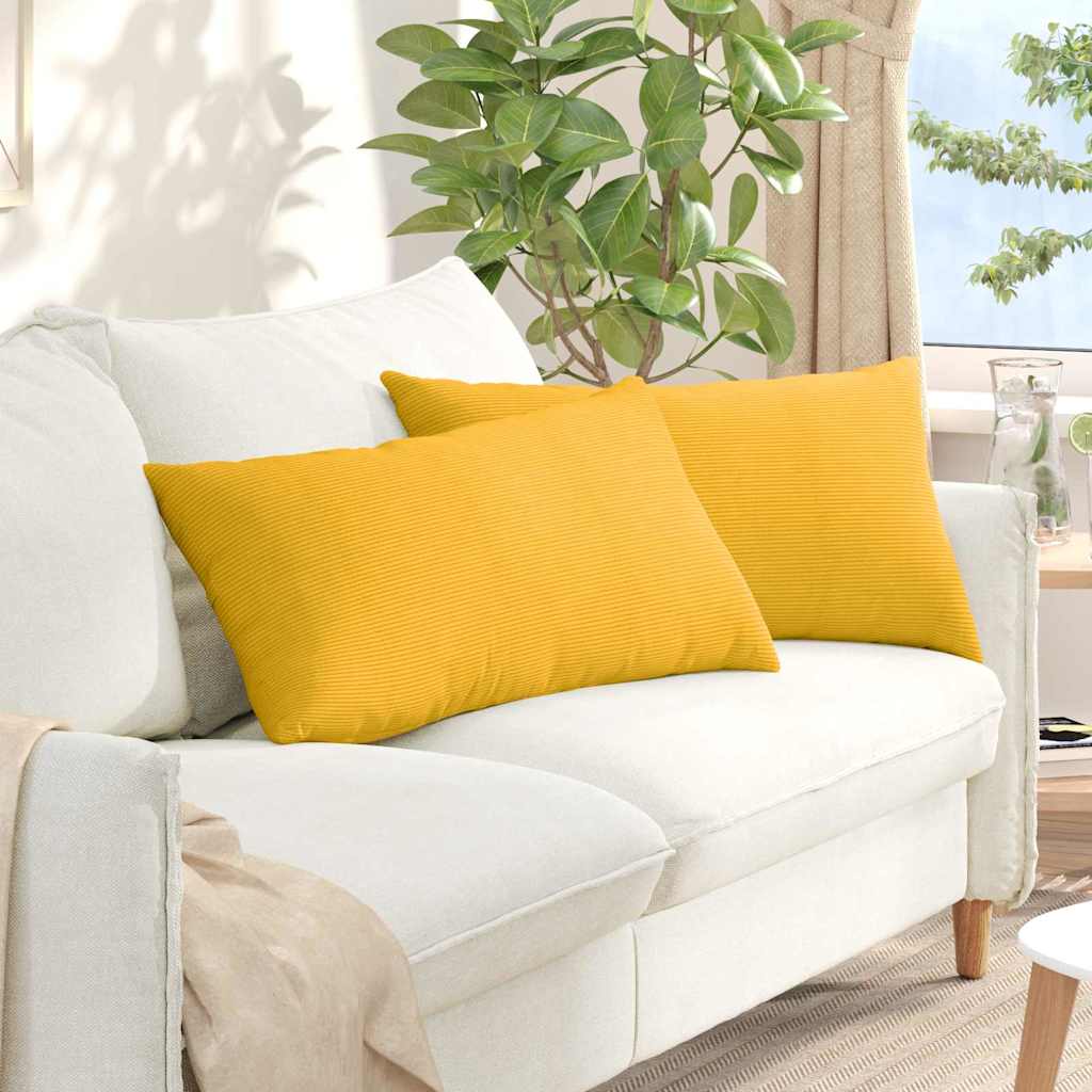 vidaXL Sofakissen 2 Stück Helles Gelb 80 x 40 cm Cordstoff