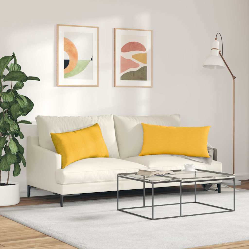vidaXL Sofakissen 2 Stück Helles Gelb 80 x 40 cm Cordstoff