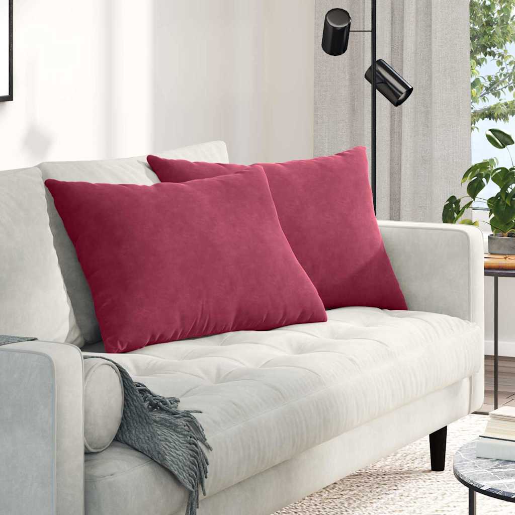 vidaXL Sofakissen 2 Stück Weinrot 70 x 50 cm Cordstoff