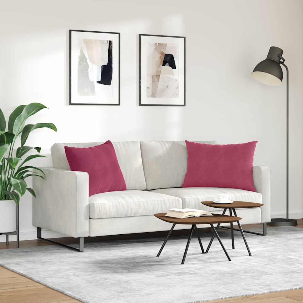 vidaXL Sofakissen 2 Stück Weinrot 70 x 50 cm Cordstoff
