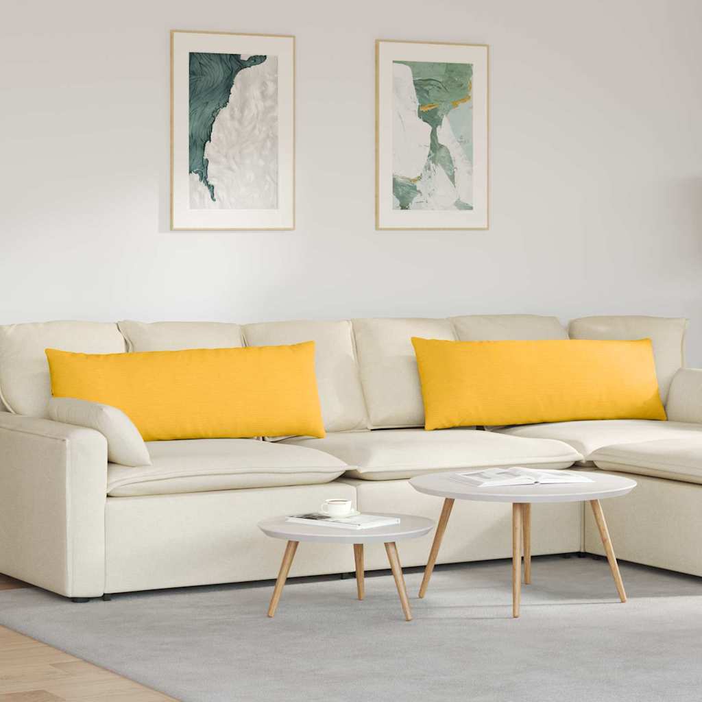 vidaXL Sofakissen 2 Stück Helles Gelb 120 x 40 cm Cordstoff