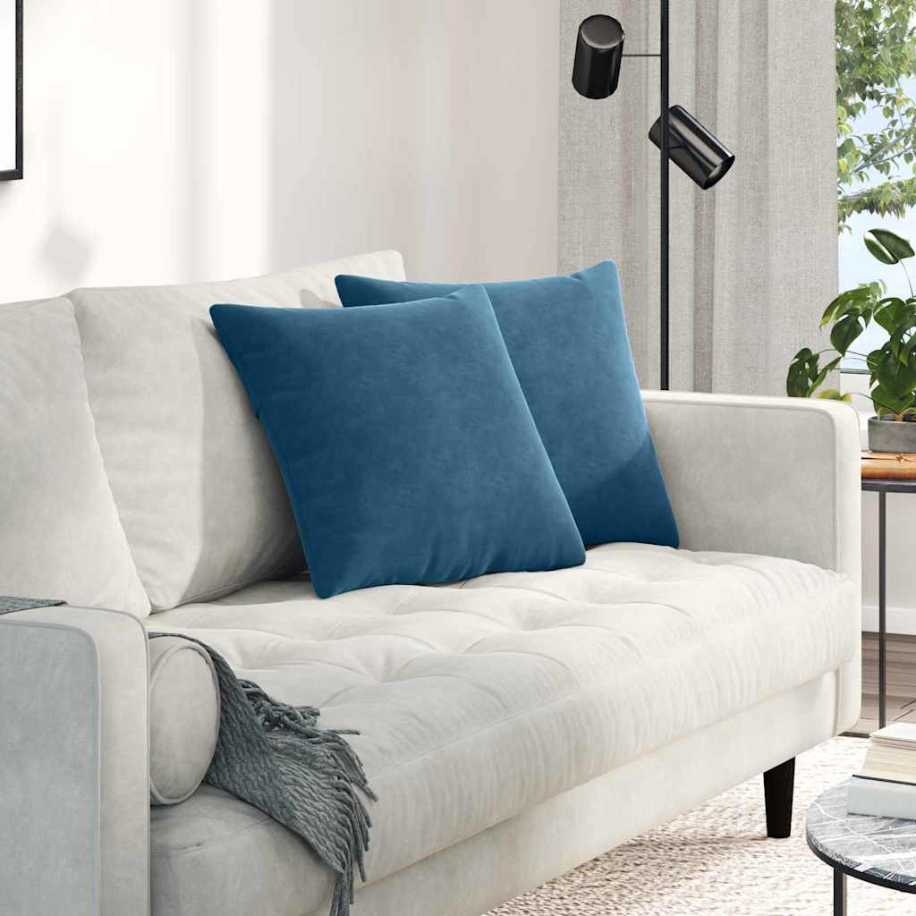 vidaXL Sofakissen 2 Stück Blau 45 x 45 cm Cordstoff