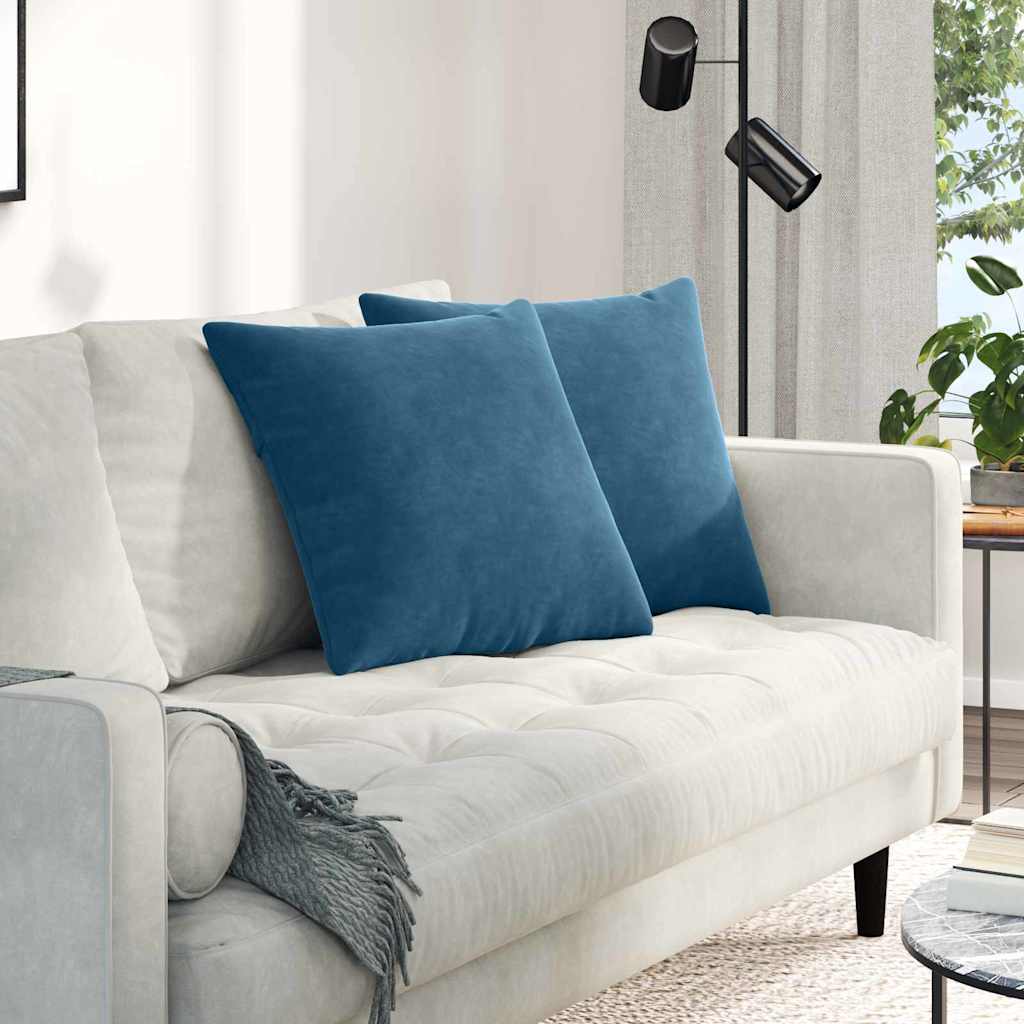 vidaXL Sofakissen 2 Stück Blau 50 x 50 cm Cordstoff