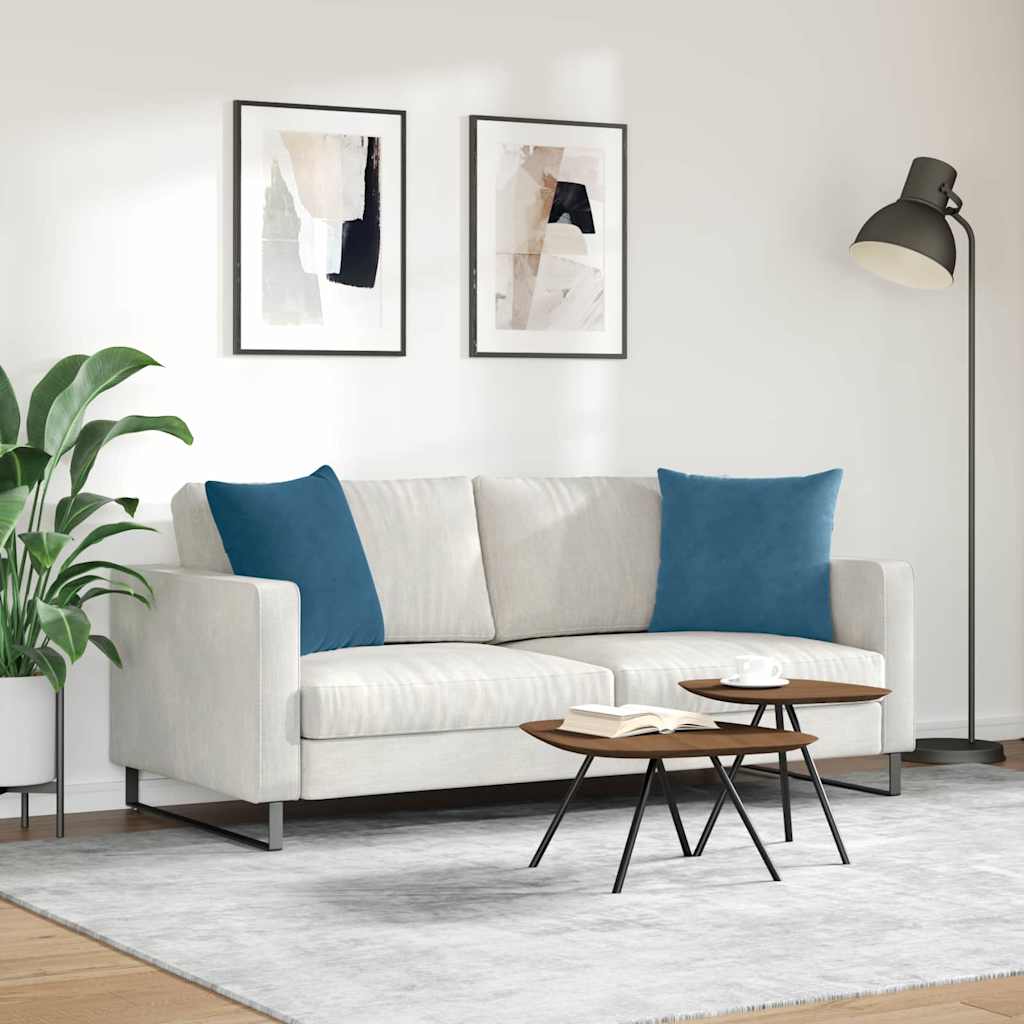 vidaXL Sofakissen 2 Stück Blau 50 x 50 cm Cordstoff