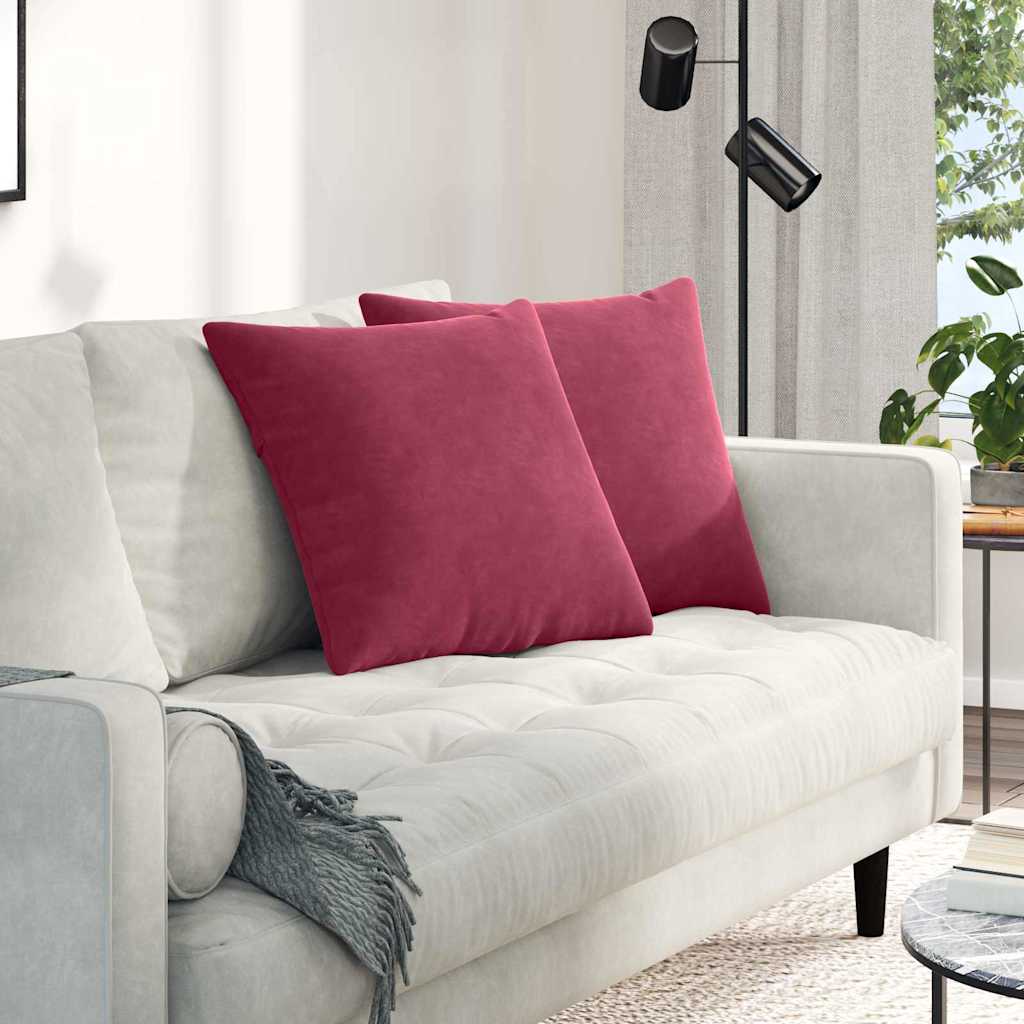 vidaXL Sofakissen 2 Stück Weinrot 50 x 50 cm Cordstoff
