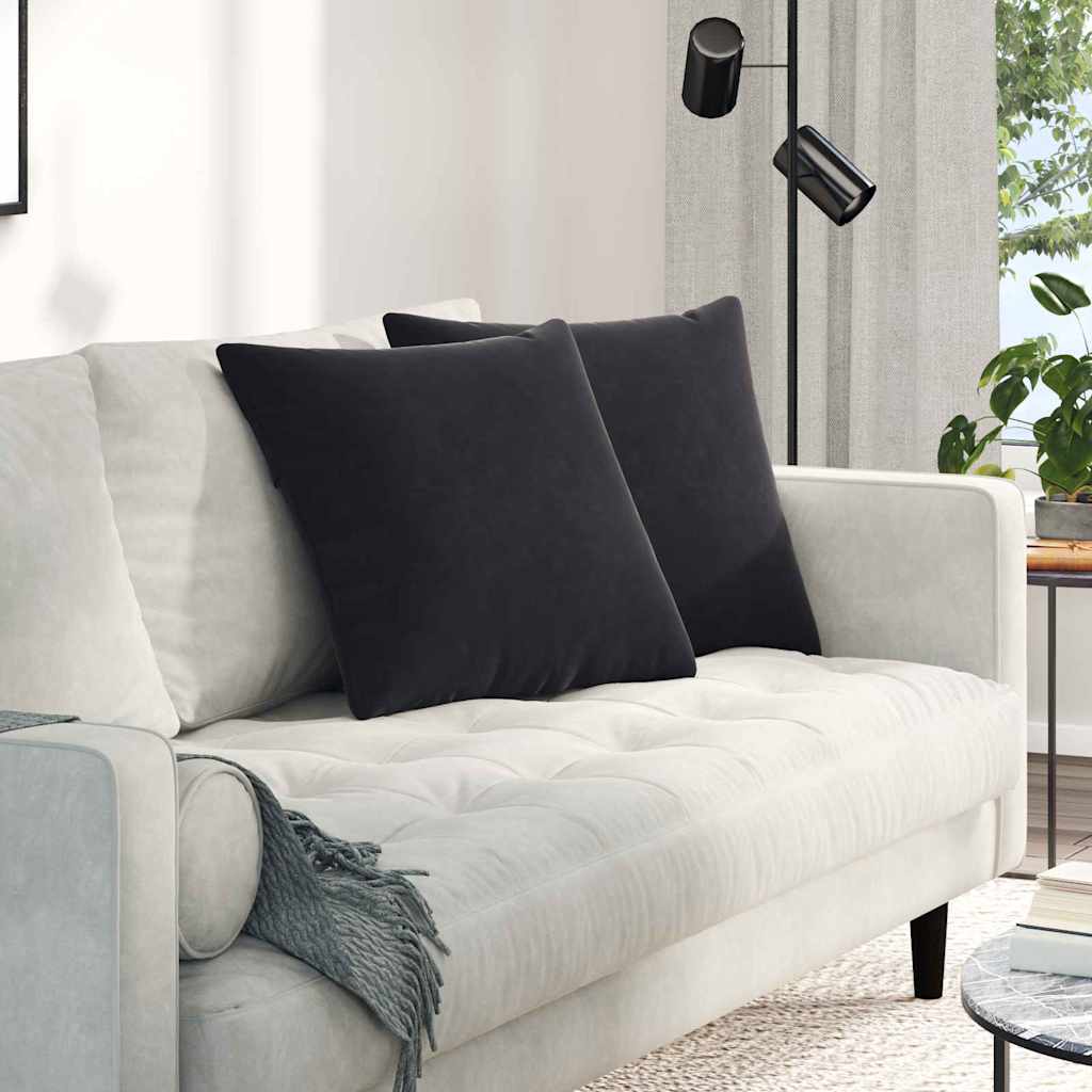 vidaXL Sofakissen 2 Stück Schwarz 50 x 50 cm Cordstoff