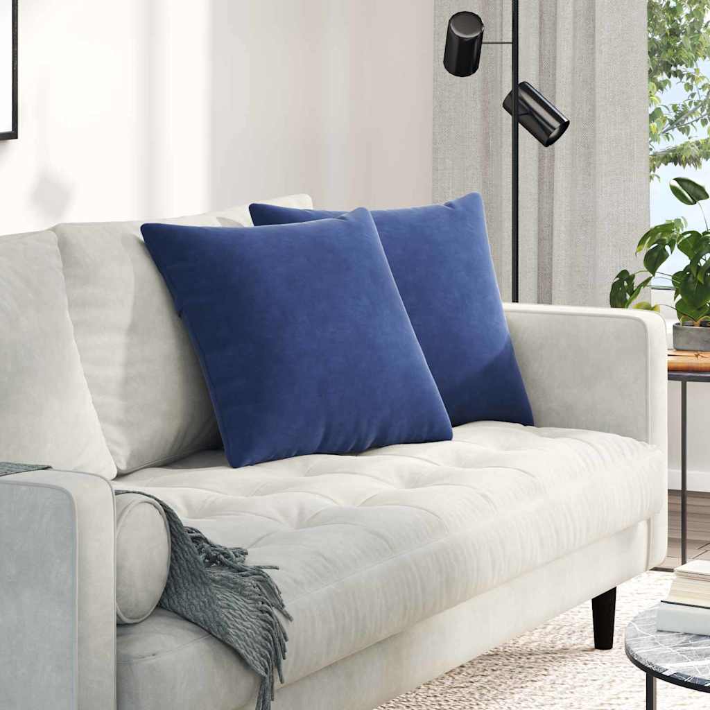 vidaXL Sofakissen 2 Stück Polizeiblau 50 x 50 cm Cordstoff