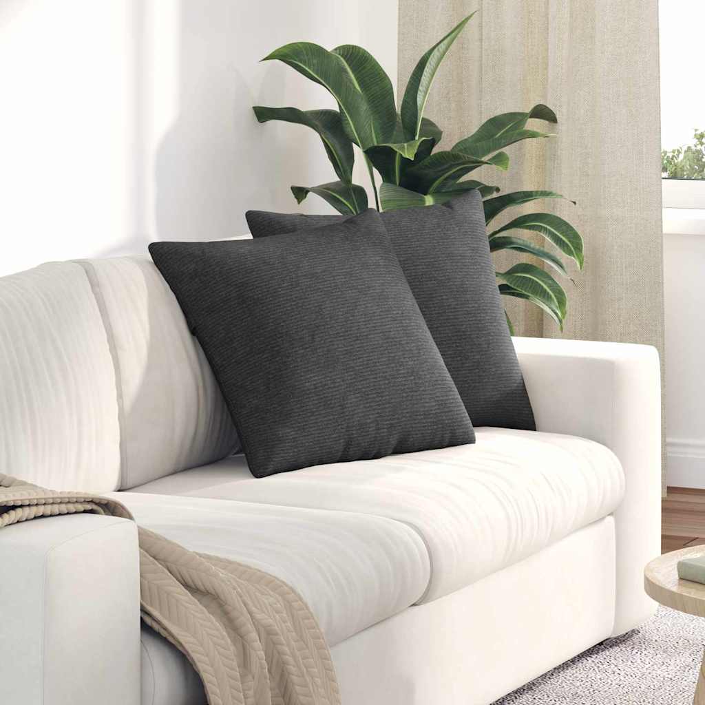 vidaXL Sofakissen 2 Stück Dunkelgrau 50 x 50 cm Cordstoff
