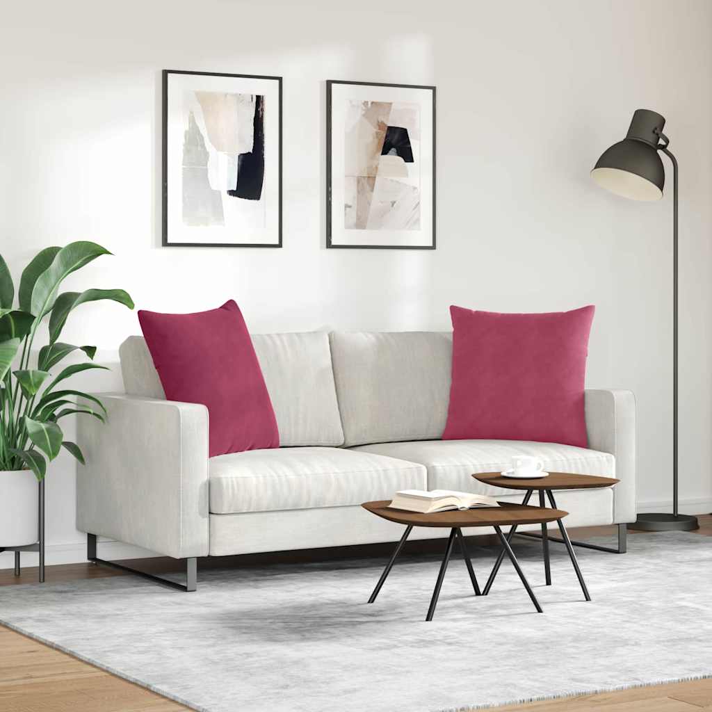 vidaXL Sofakissen 2 Stück Weinrot 60 x 60 cm Cordstoff