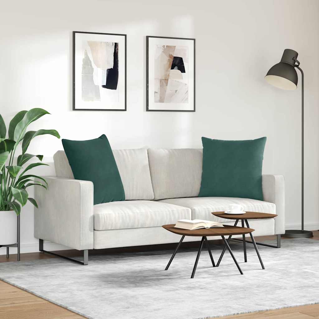 vidaXL Sofakissen 2 Stück Dunkelgrün 80 x 80 cm Cordstoff