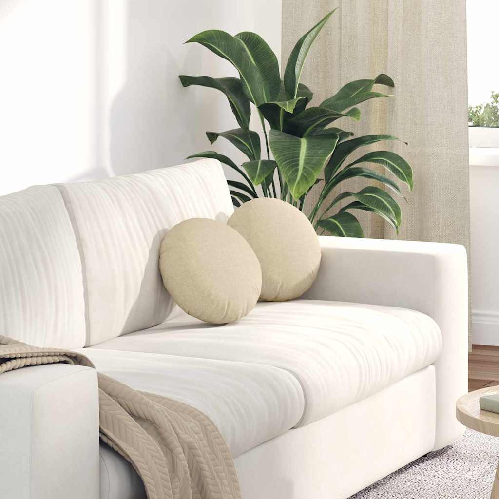 vidaXL Sitzkissen 2 pcs Creme Ø30 x 13 cm Stoff