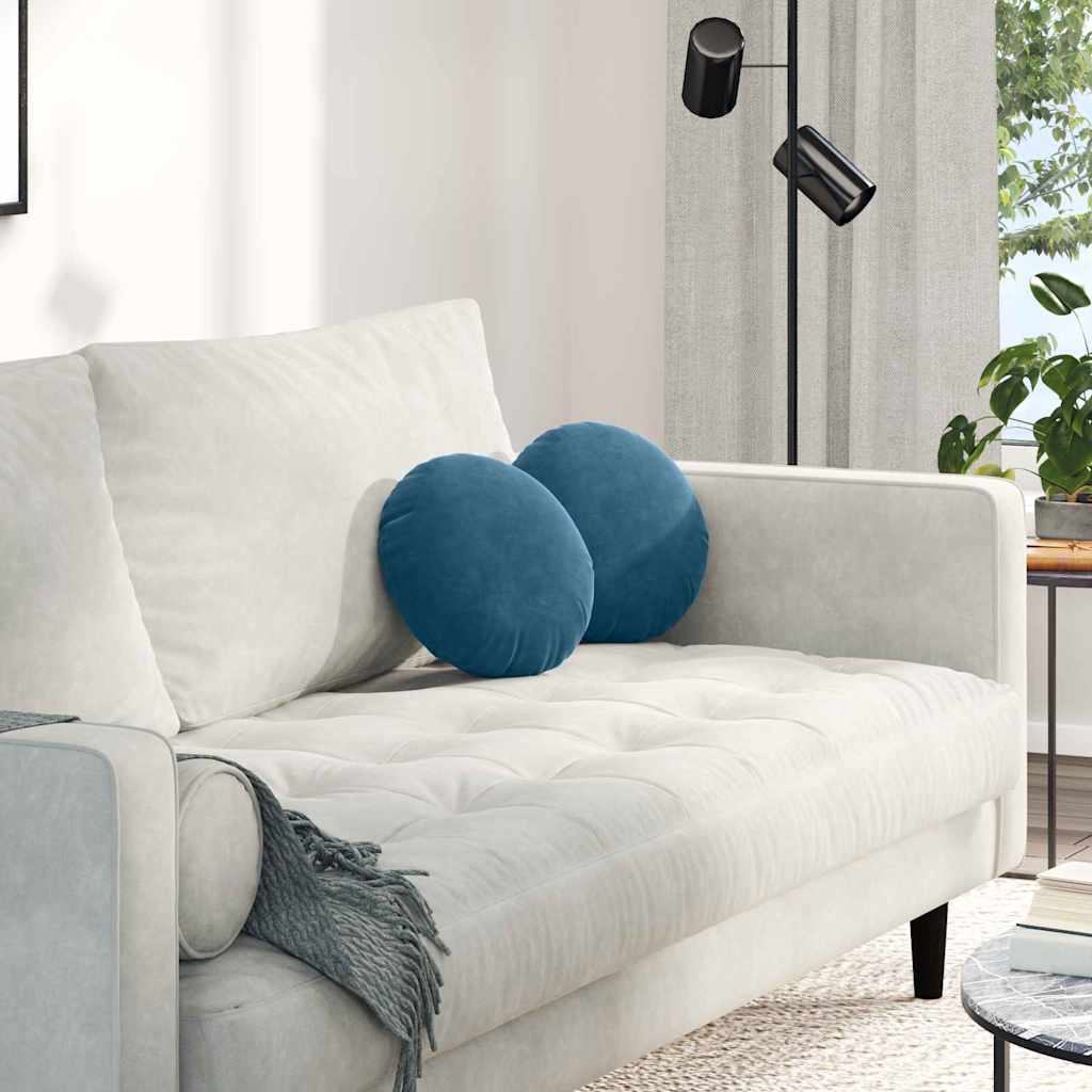 vidaXL Sitzkissen 2 Stück Blau Ø 30 x 13 cm Samt