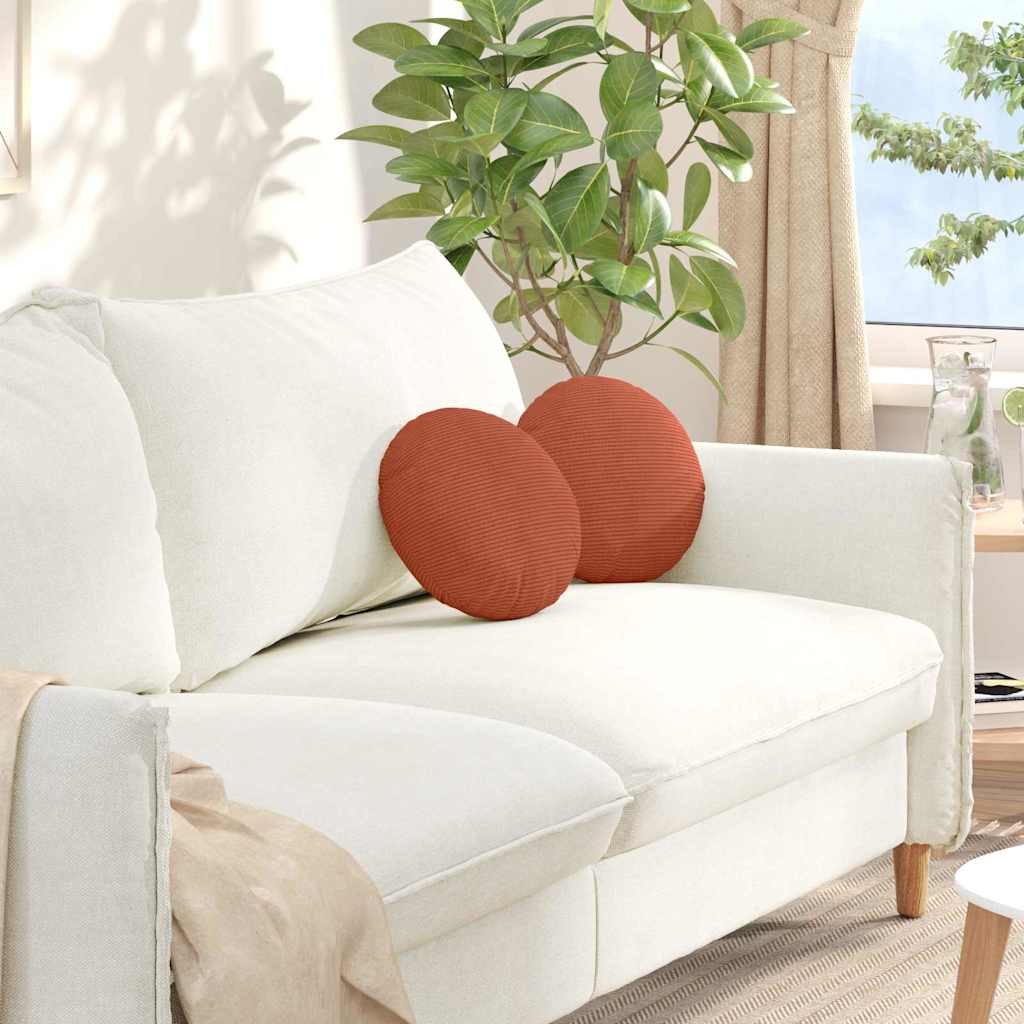 vidaXL Sitzkissen 2 pcs Rot-Orange Ø 30 cm Cordstoff