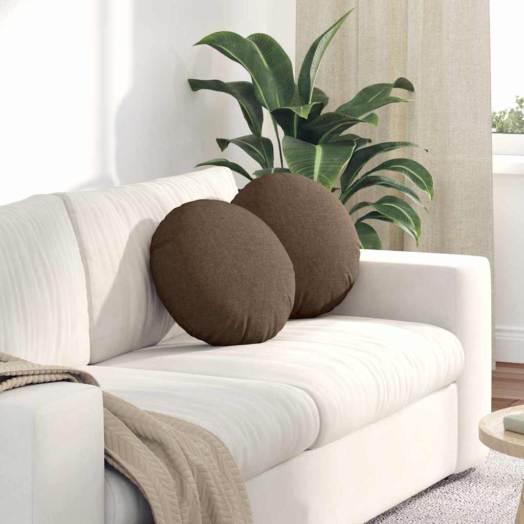 vidaXL Sitzkissen 2 pcs Braun Ø40 x 13 cm Stoff