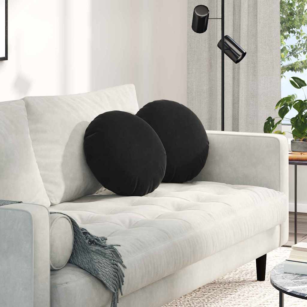 vidaXL Coussins de siège 2 pcs Noir Ø 40 x 13 cm Velours
