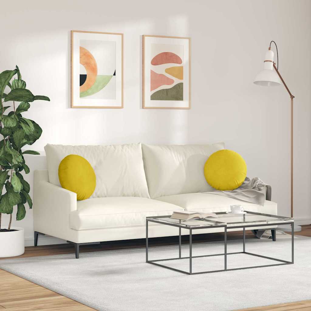 vidaXL Sitzkissen 2 Stück Gelb Ø 40 x 13 cm Samt
