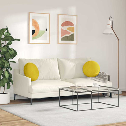 vidaXL Sitzkissen 2 Stück Gelb Ø 40 x 13 cm Samt