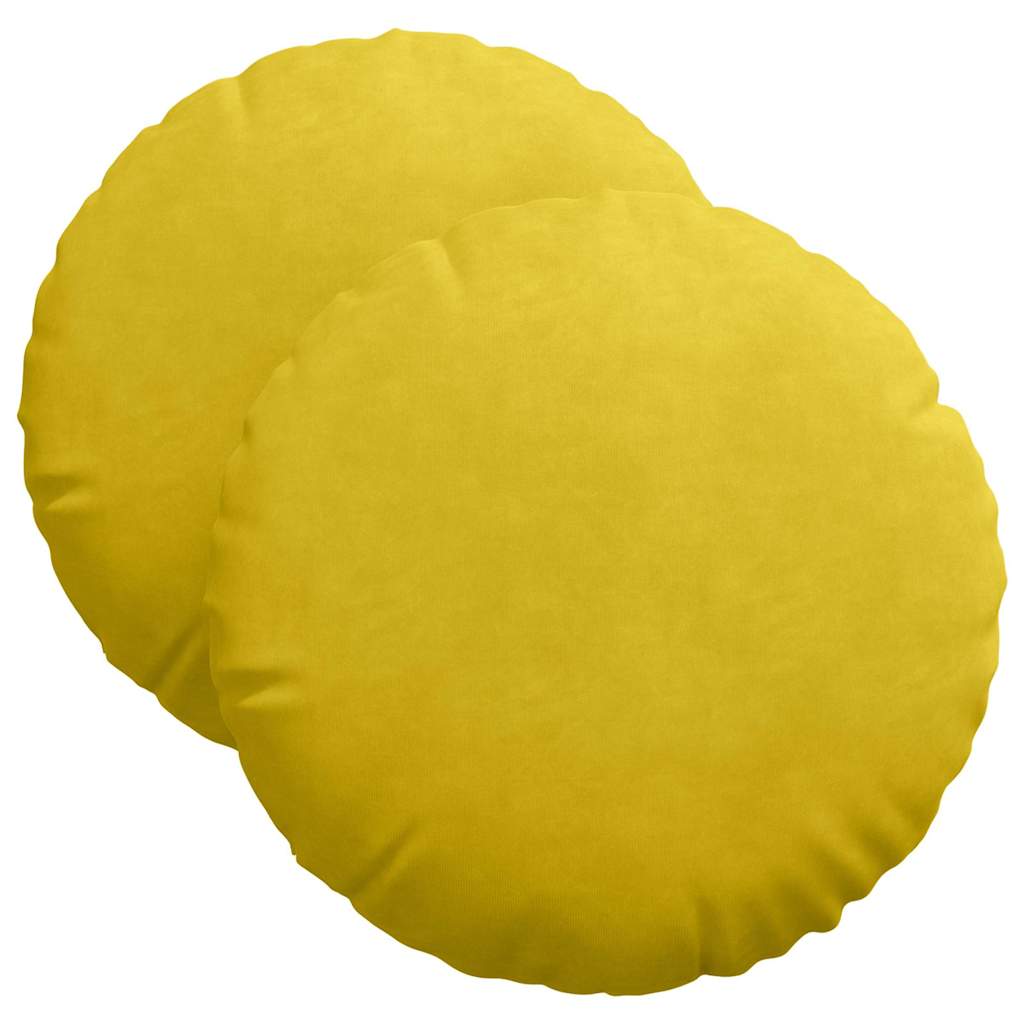 vidaXL Sitzkissen 2 Stück Gelb Ø 40 x 13 cm Samt