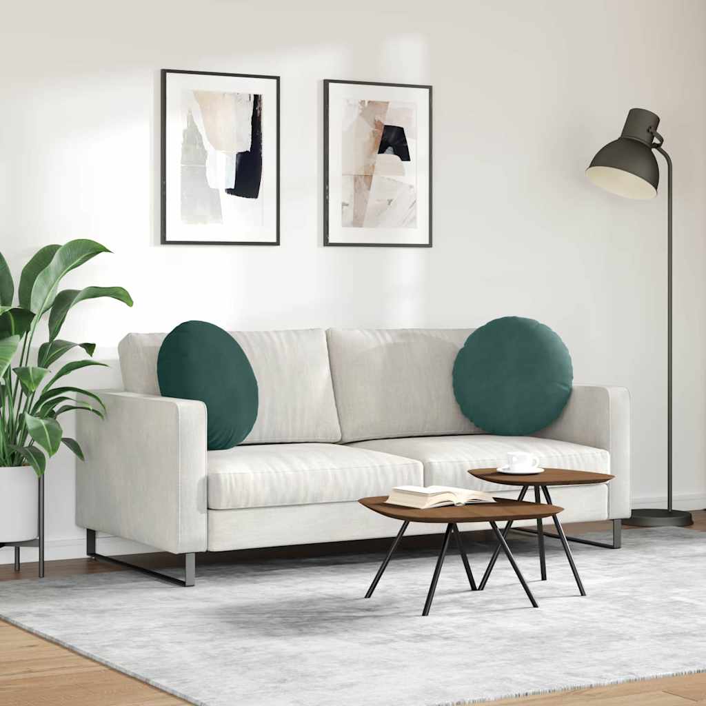 Sitzkissen 2 Stück Dunkelgrün Ø 50 x 19 cm Samt