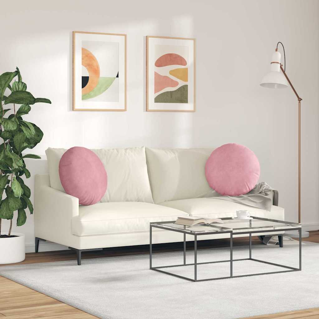 vidaXL Sitzkissen 2 Stück Rosa Ø 50 x 19 cm Samt
