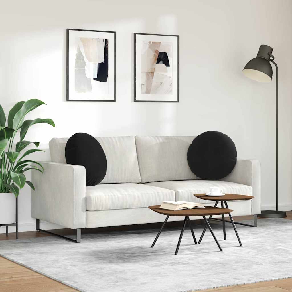 vidaXL Sitzkissen 2 Stück Schwarz Ø 50 x 19 cm Samt