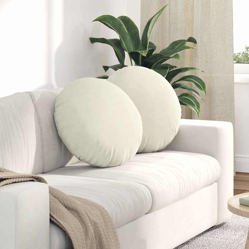 vidaXL Sitzkissen 2 Stück Creme Ø 50 x 19 cm Samt