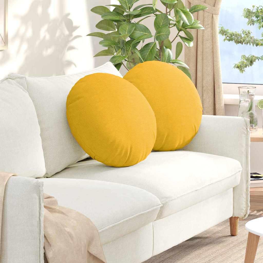 vidaXL Sitzkissen 2 pcs Helles Gelb Ø 50 cm Cordstoff